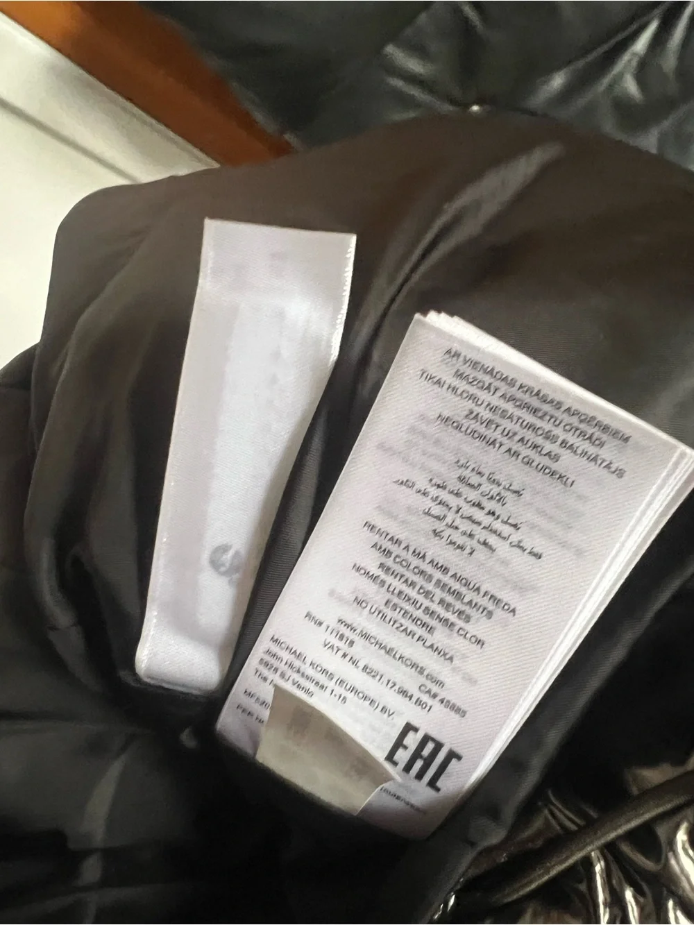 Michael Kors Metallic Nylon Ciré Puffer Jacket, size XL